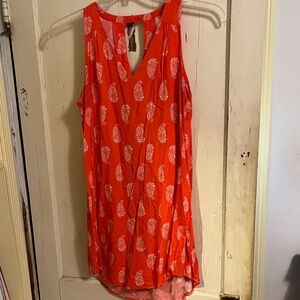 Old Navy Orange Sleeveless Dress with White Print
